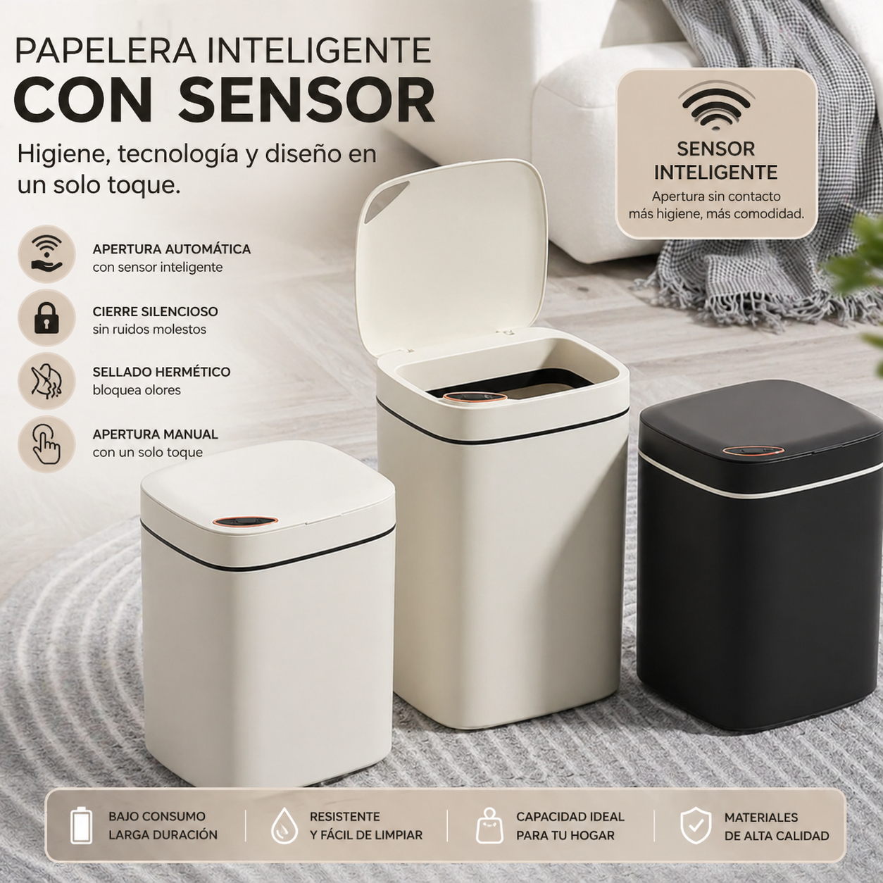 Tacho Basura Con Sensor Recargable